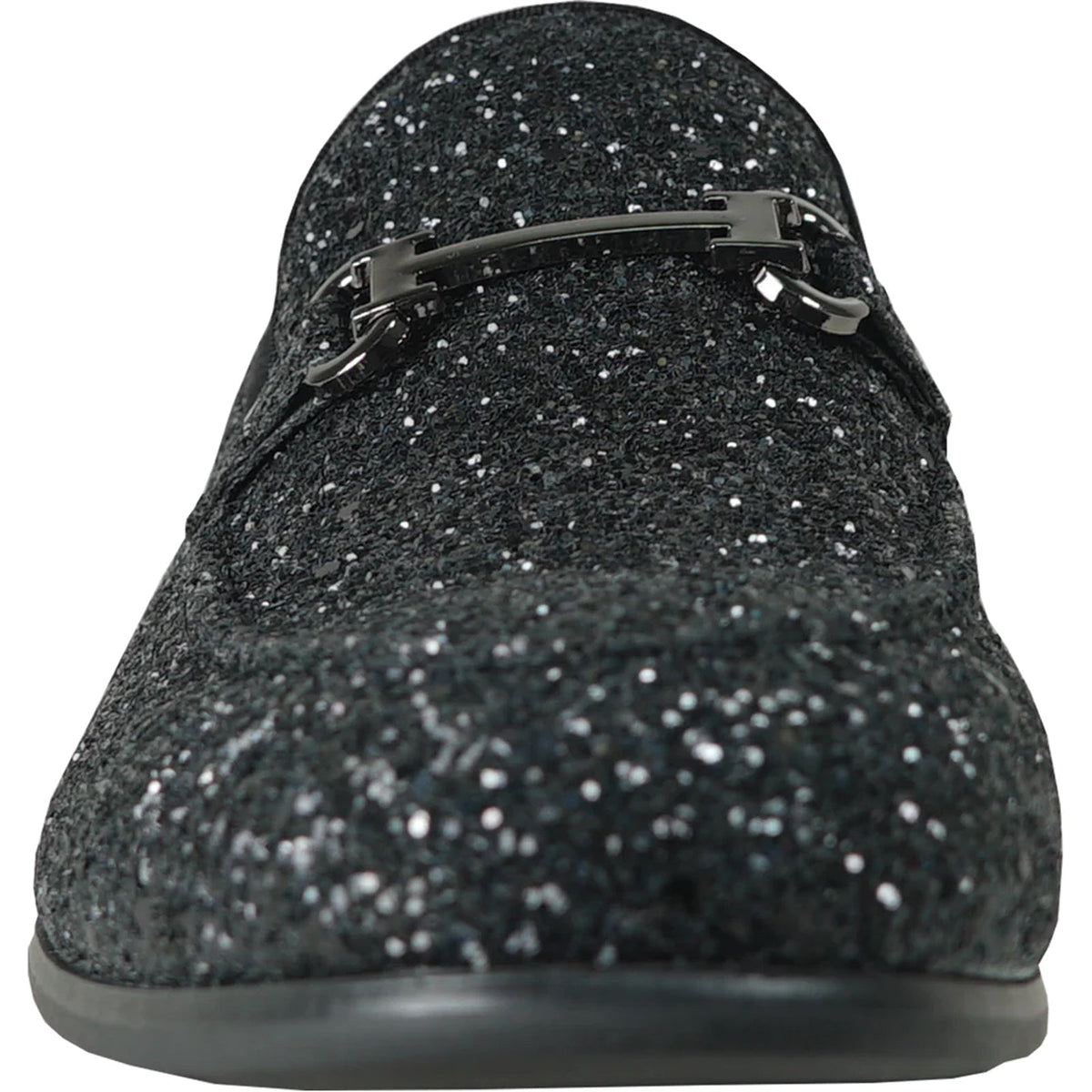 Bravo Mens Modern Glitter Sequin Prom Tuxedo Buckle Loafer in Black - Men's Dress Shoes