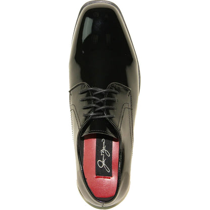 Bravo Mens Classic Formal Shiny Patent Tuxedo Shoe in Black