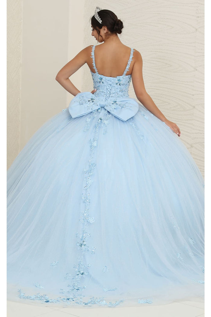 Quinceanera Dress Ball Gown in Mesh Glitter Bow Train by Layla K LK174