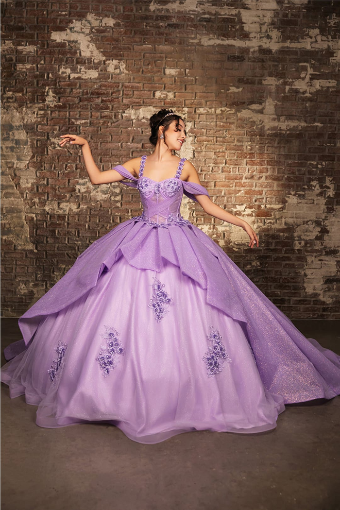 Quinceanera Dress Prom Ball Gown Cold-Shoulder Sweetheart by LK250
