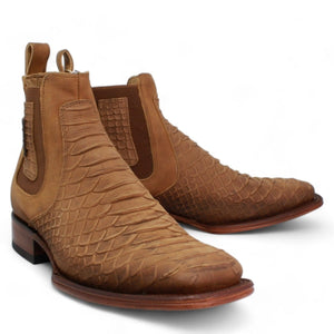 Quincy Boots Boots Men??s Quincy Square Toe Ankle Boots Python Print Q82B5759