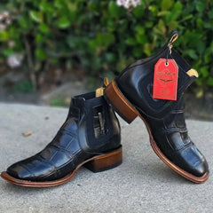 mens-caiman-belly-print-leather-square-toe-ankle-boots