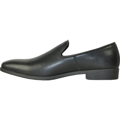Bravo Mens Classic Plain Toe Slip on Loafer Dress Shoe in Black