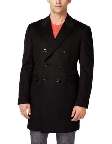 Mens Overcoat - Topcoat For Men - Winter Fabric- Ralph Lauren Long men's Dress Topcoat - Winter coat Double-Breasted Wool Blend All Solid Outfit Black Overcoat - Men's Tuxedo USA