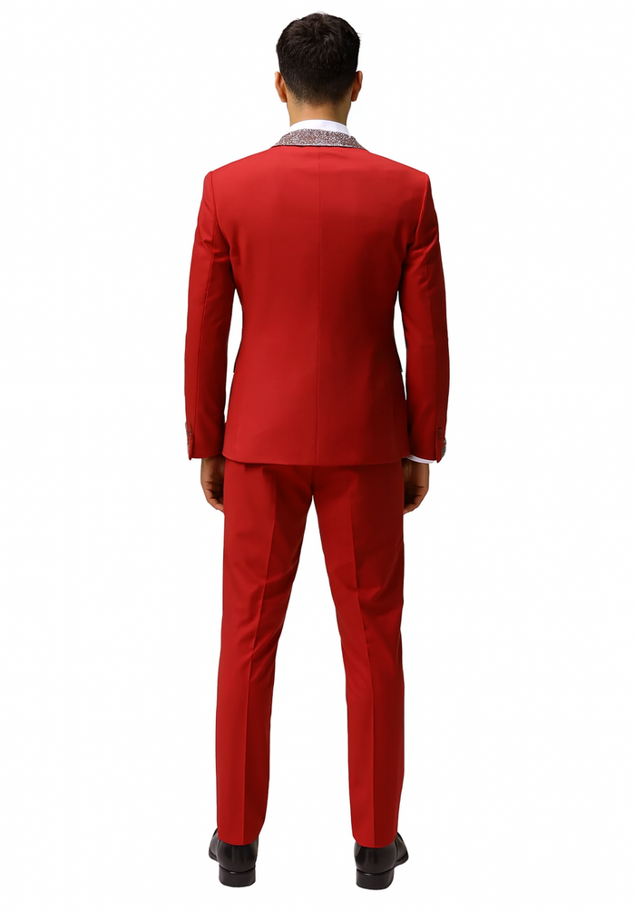 Red and White Christmas New Year Holiday Party Suit  Matching Bowtie