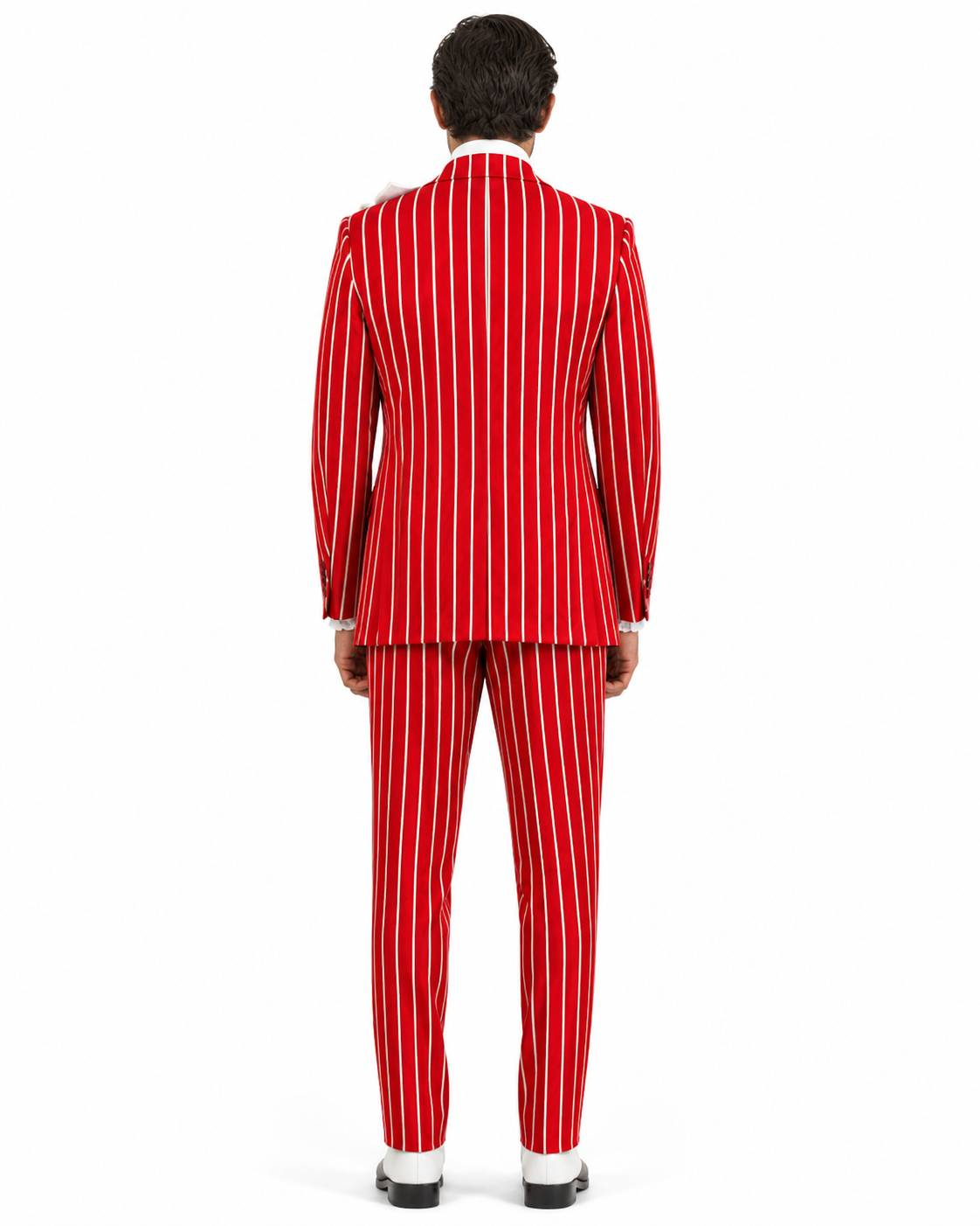 Light Red and White Pinstripe  - Gangster 1920s Pinstripe Suit - Mens  Fashion Suit