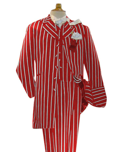 Light Red and White Pinstripe  - Gangster 1920s Pinstripe Suit - Mens  Fashion Suit