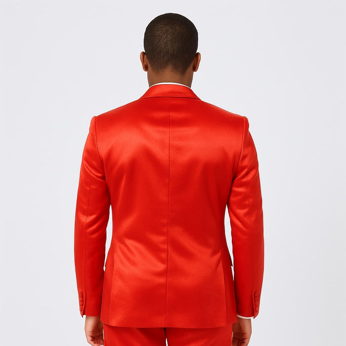 Red Satin Tuxedo Set  4-Piece Statement for Weddings & Proms