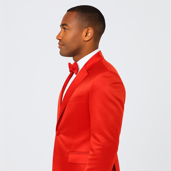 Red Satin Tuxedo Set  4-Piece Statement for Weddings & Proms