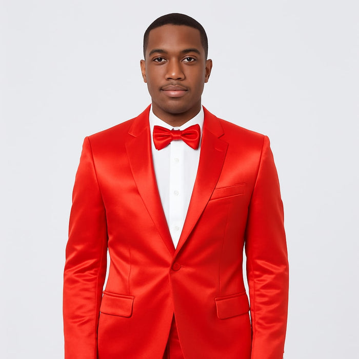 Red Satin Tuxedo Set  4-Piece Statement for Weddings & Proms