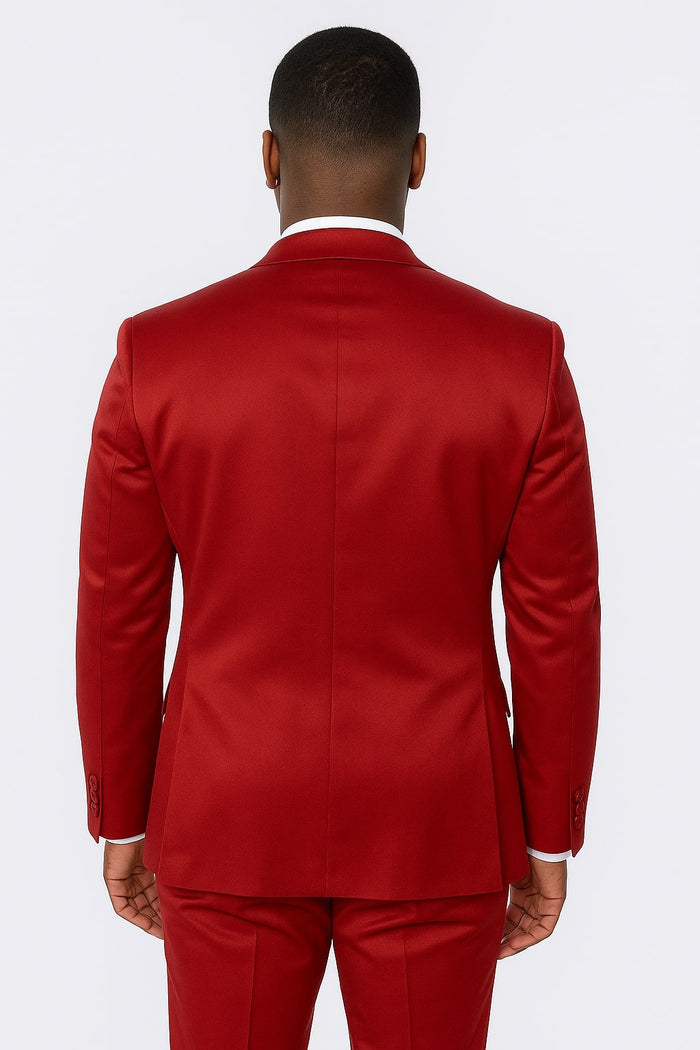 Burgundy Satin Tuxedo Set  4-Piece Ensemble for Weddings & Proms