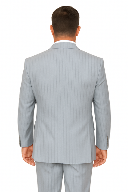 Mens Vested Gatsby Suit Pinstripe Grey Regular Fit Venetian