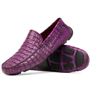 Marco_Di_Milano Remo: Luxury Purple Leather Loafers