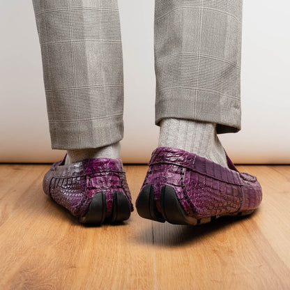 Marco_Di_Milano Remo: Luxury Purple Leather Loafers