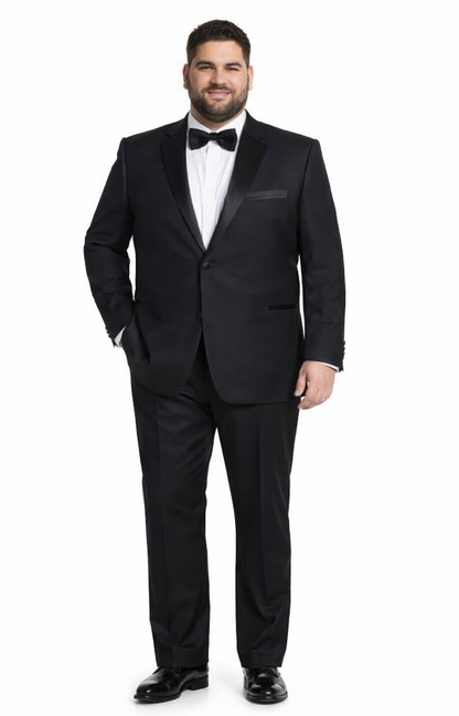Renoir Suits - Renoir Fashion Mens Polyester/Viscose Classic Fit Two Piece Ribbon Finish Tuxedo In Black