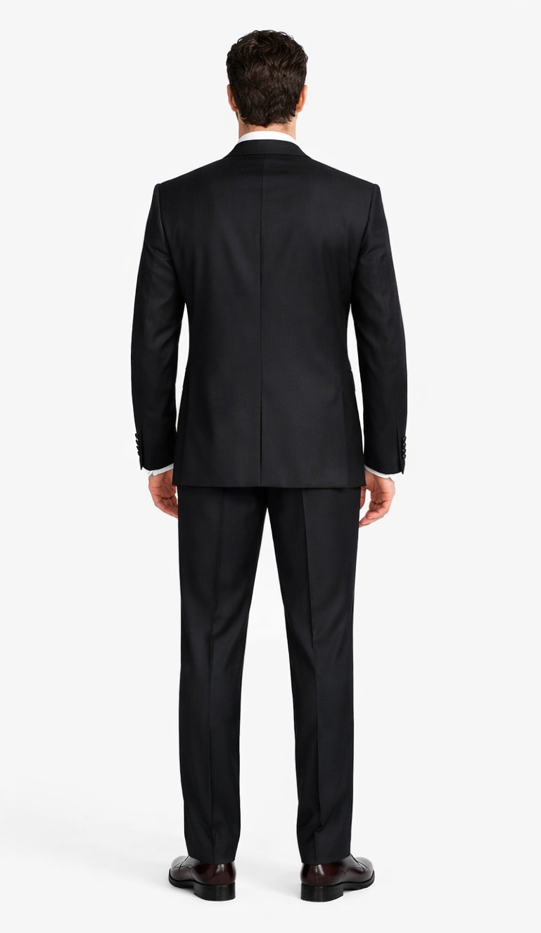 Renoir Suits - Renoir Fashion Mens Polyester/Viscose Classic Fit Two Piece Ribbon Finish Tuxedo In Black