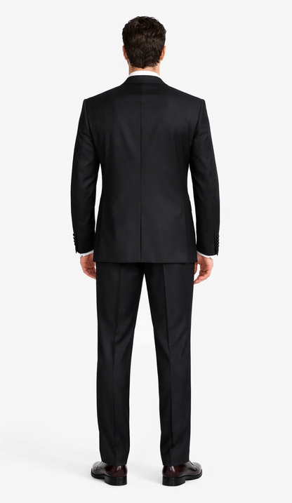 Renoir Suits - Renoir Fashion Mens Polyester/Viscose Classic Fit Two Piece Ribbon Finish Tuxedo In Black