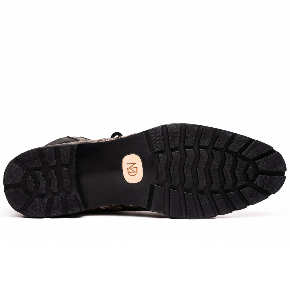 Marco Di Milano Renzo Stone Black Ostrich Lace-Up Boots