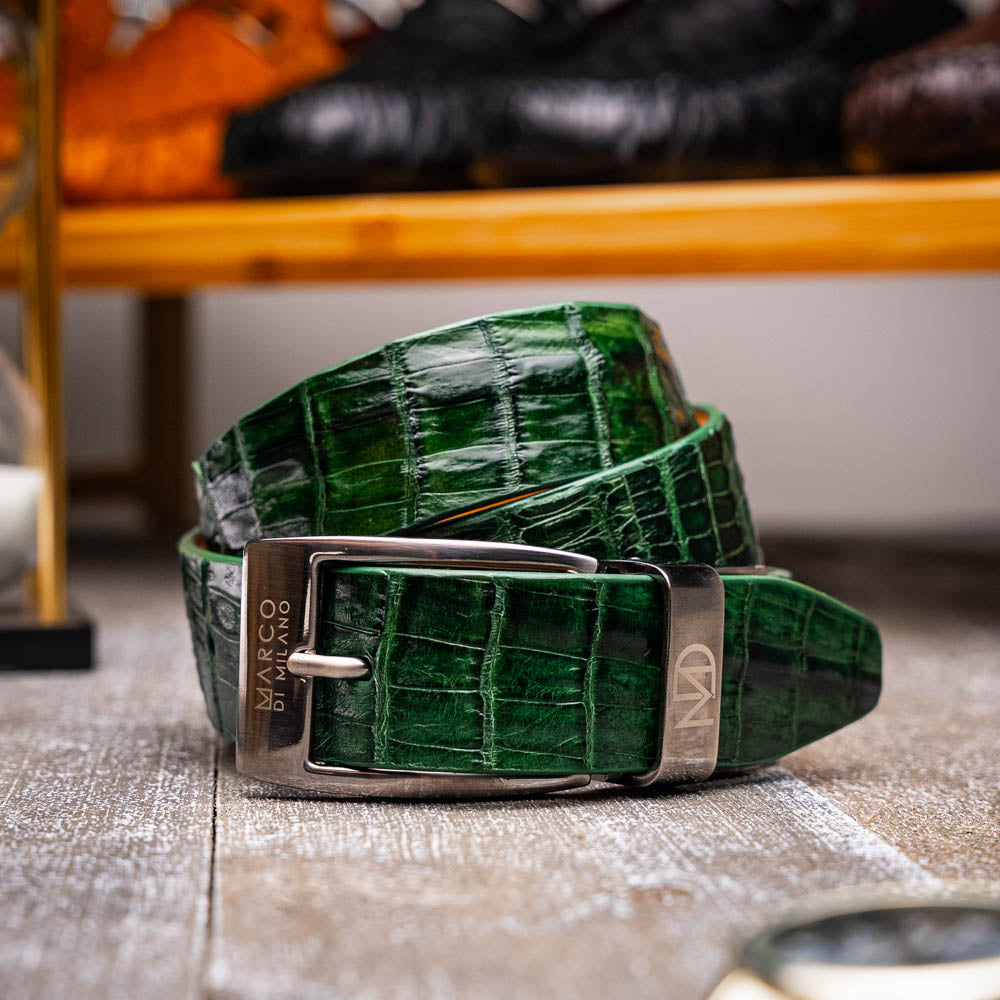 Marco Di Milano Riccardo Belt Forest Green Leather Shoe