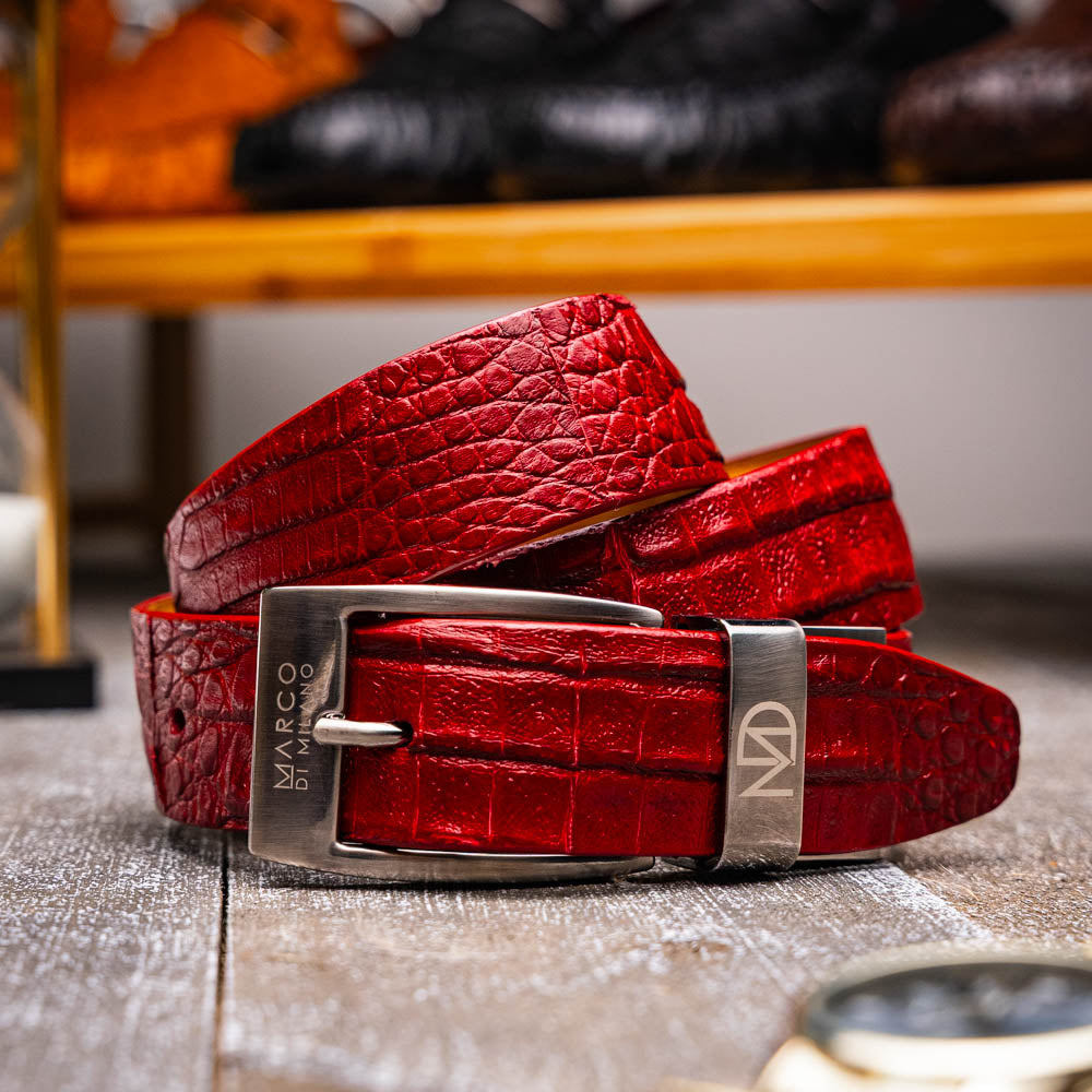 Marco Di Milano Riccardo Belt - Red Leather Dress Shoe