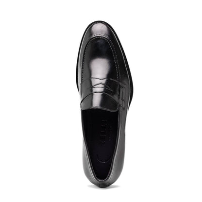 Zelli Roma Hand-Burnished Calfskin Penny Loafers in Black