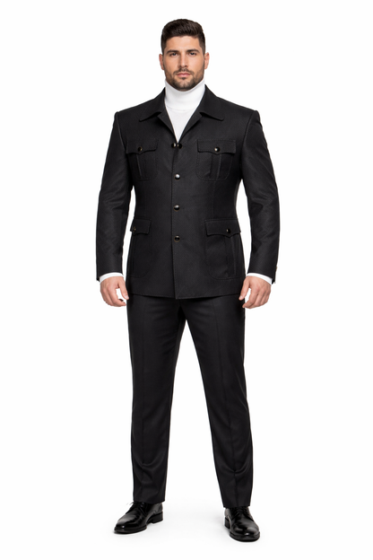 Rossi Man DUKE RM1769 Slim Fit Black 3-Piece Suit for Men | Modern Formalwear