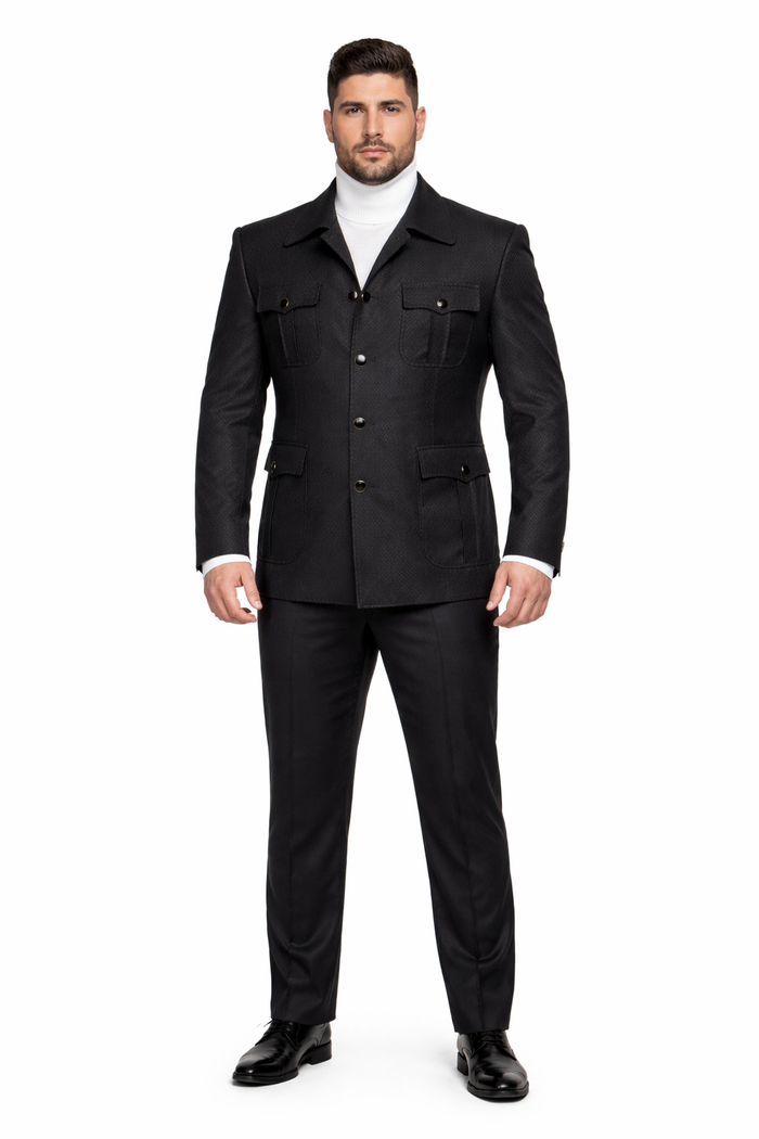 Rossi Man DUKE RM1769 Slim Fit Black 3-Piece Suit for Men | Modern Formalwear