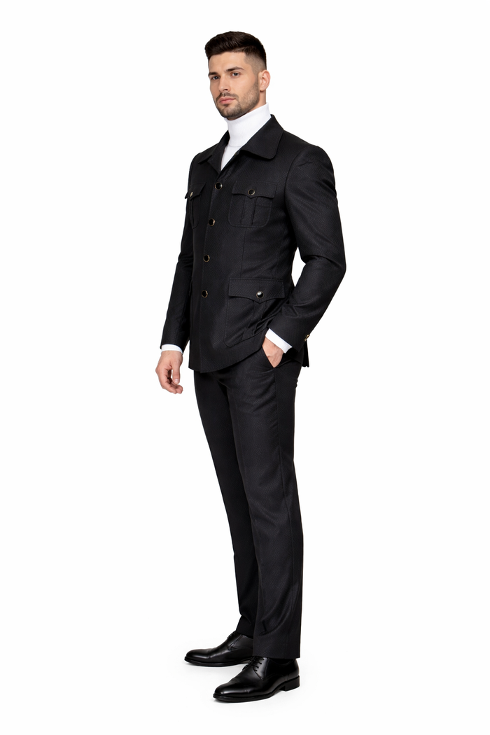 Rossi Man DUKE RM1769 Slim Fit Black 3-Piece Suit for Men | Modern Formalwear