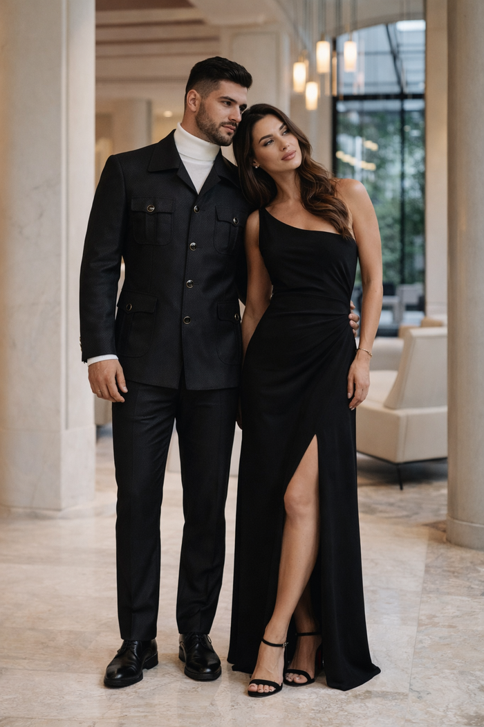 Rossi Man DUKE RM1769 Slim Fit Black 3-Piece Suit for Men | Modern Formalwear