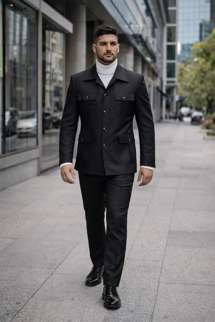 Rossi Man DUKE RM1769 Slim Fit Black 3-Piece Suit for Men | Modern Formalwear