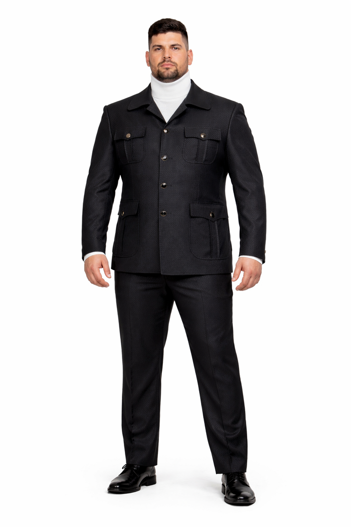 Rossi Man DUKE RM1769 Slim Fit Black 3-Piece Suit for Men | Modern Formalwear