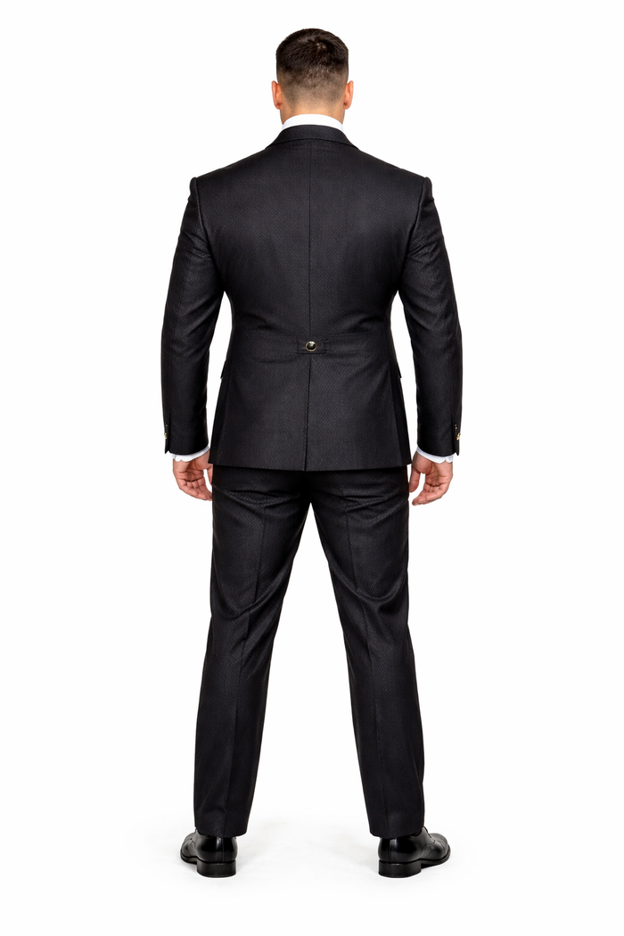 Rossi Man DUKE RM1769 Slim Fit Black 3-Piece Suit for Men | Modern Formalwear