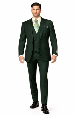 Rossi Man ELI RM117 ?? Classic 3-Piece Men??s Suit in Hunter Green