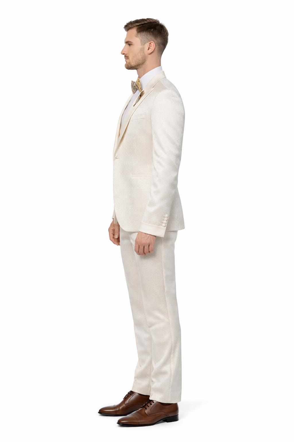 Rossi Man FORD RM1913 ?? Slim Fit 3-Piece Suit for Men in Off-White | Classic Style for Formal Occasions