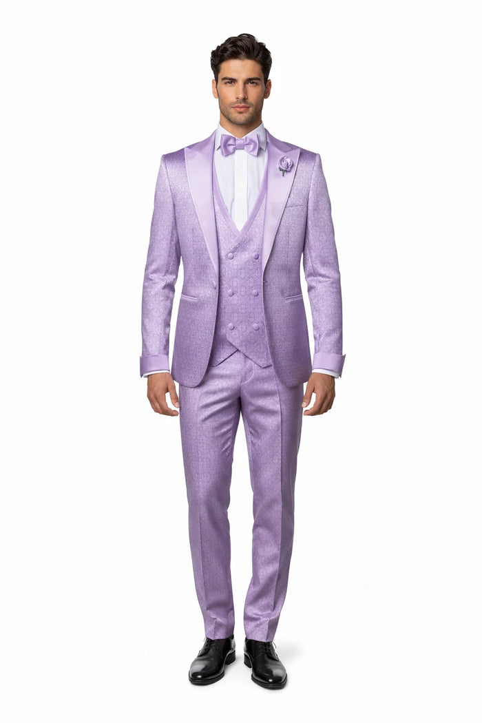 Rossi Man FORD RM1914 ?? Men's 3-Piece Slim Fit Suit in Purple | Timeless Modern Formalwear