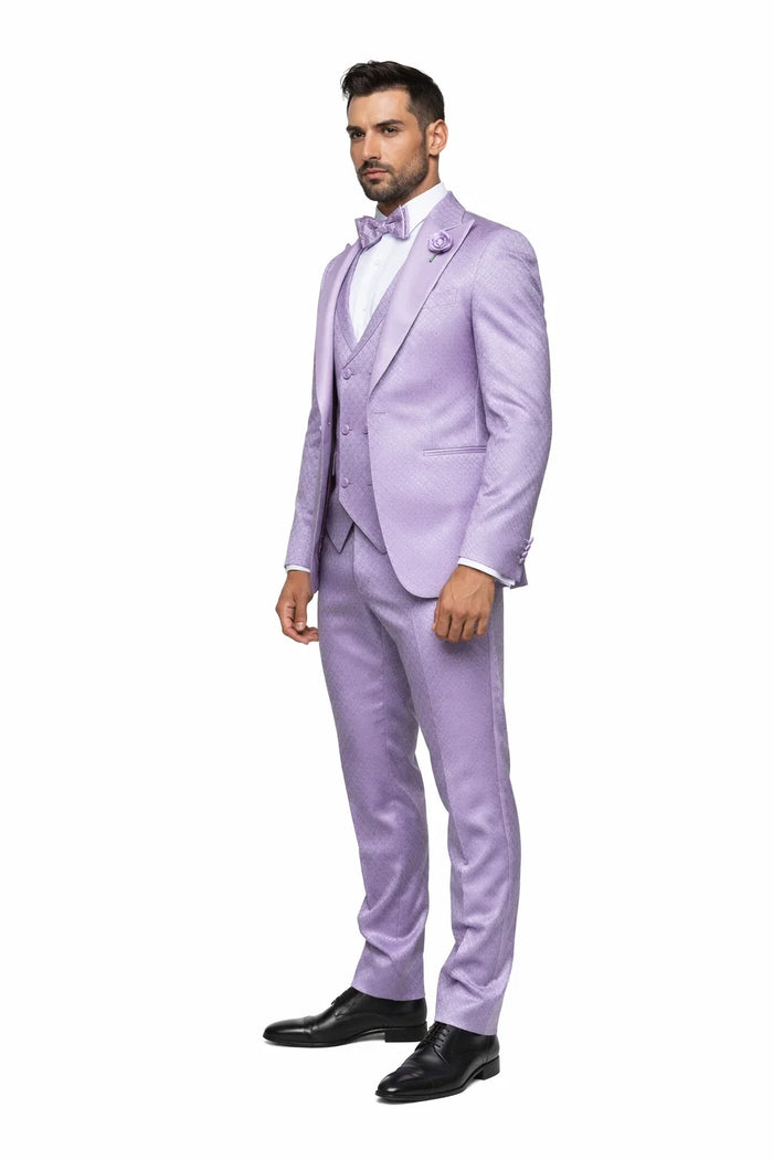 Rossi Man FORD RM1914 ?? Men's 3-Piece Slim Fit Suit in Purple | Timeless Modern Formalwear