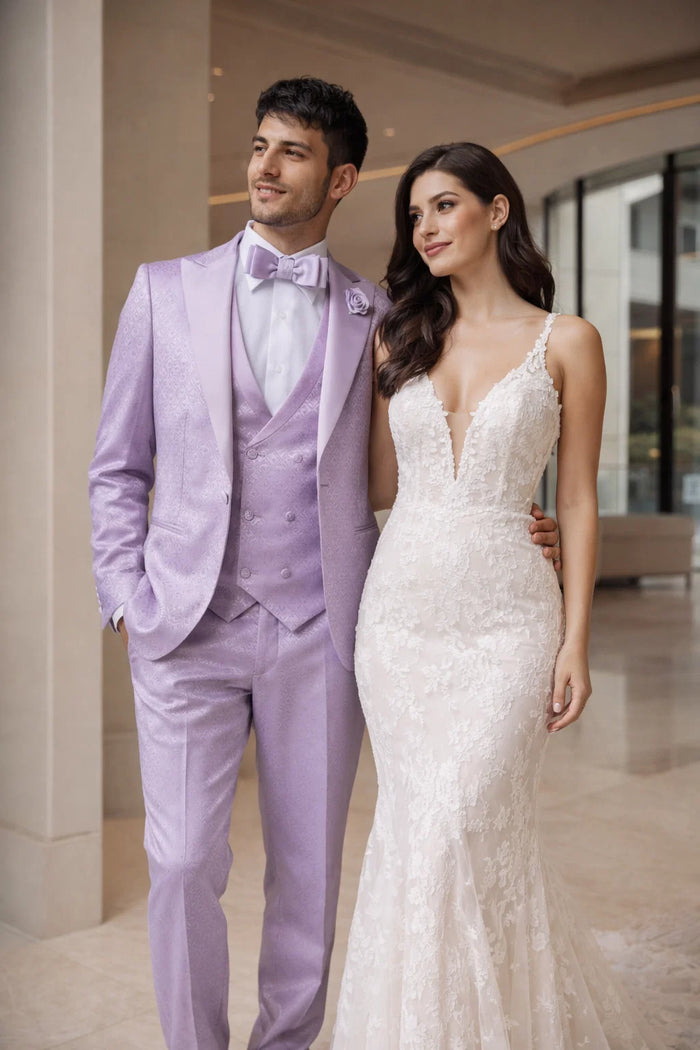 Rossi Man FORD RM1914 ?? Men's 3-Piece Slim Fit Suit in Purple | Timeless Modern Formalwear