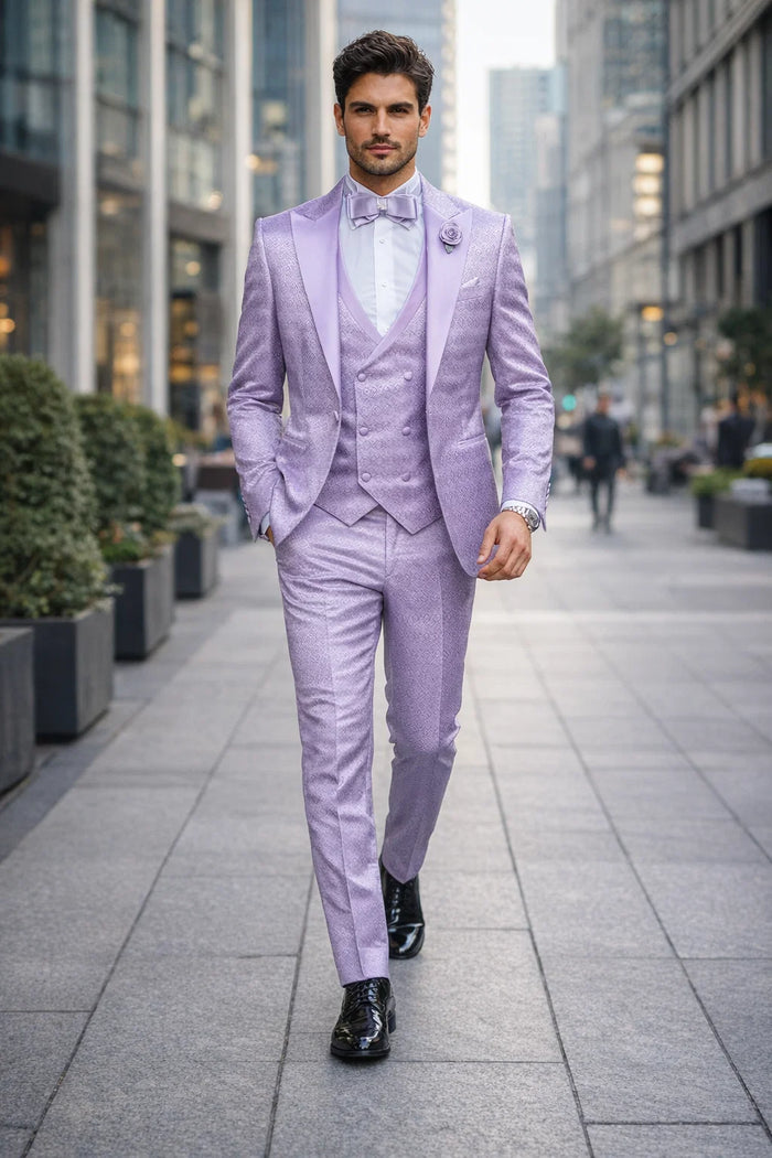 Rossi Man FORD RM1914 ?? Men's 3-Piece Slim Fit Suit in Purple | Timeless Modern Formalwear