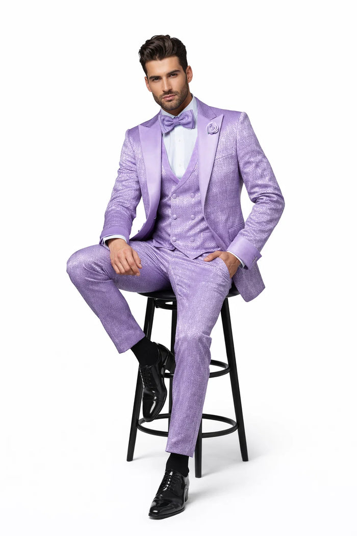Rossi Man FORD RM1914 ?? Men's 3-Piece Slim Fit Suit in Purple | Timeless Modern Formalwear