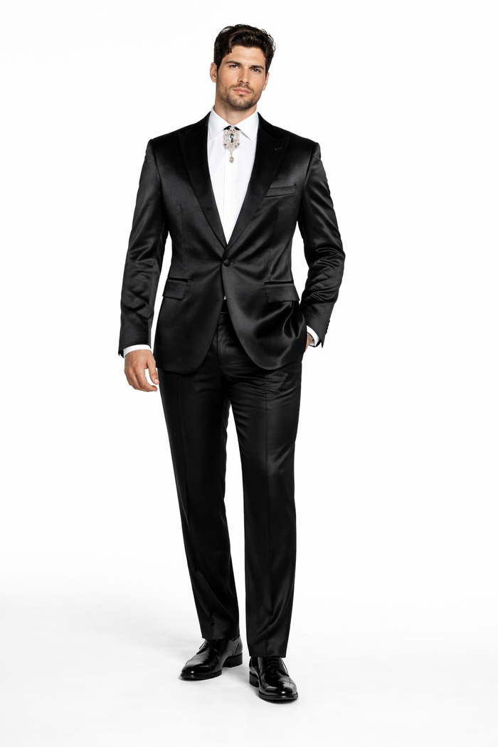 Rossi Man LEO RM1600 Black Slim Fit 3-Piece Suit for Men | Timeless Classic Formalwear