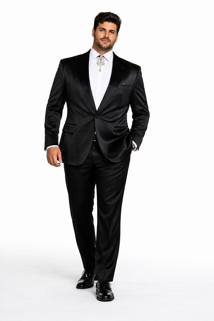 Rossi Man LEO RM1600 Black Slim Fit 3-Piece Suit for Men | Timeless Classic Formalwear