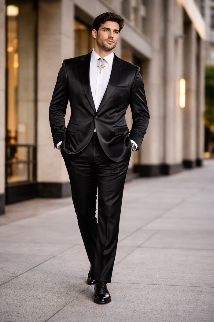 Rossi Man LEO RM1600 Black Slim Fit 3-Piece Suit for Men | Timeless Classic Formalwear