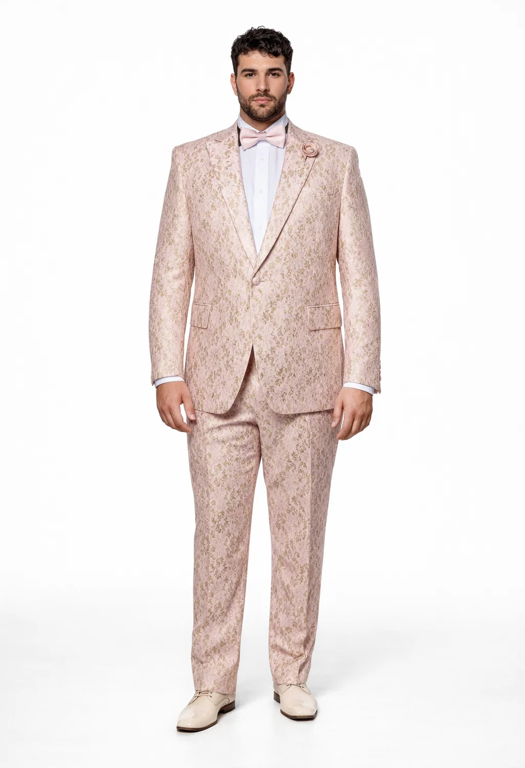 Rossi Man Leo RM1903 ?? Pink & Gold Designer Tuxedo for Men | Stylish Formal Wear