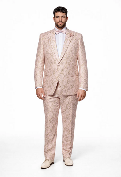 Rossi Man Leo RM1903 ?? Pink & Gold Designer Tuxedo for Men | Stylish Formal Wear