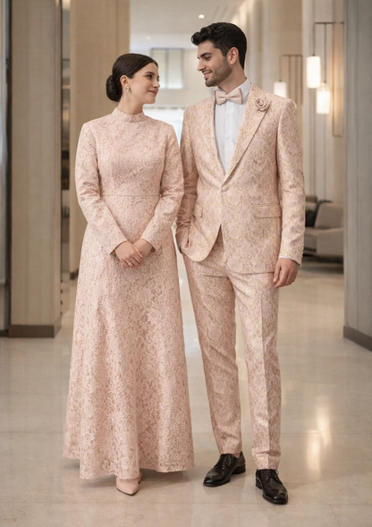 Rossi Man Leo RM1903 ?? Pink & Gold Designer Tuxedo for Men | Stylish Formal Wear