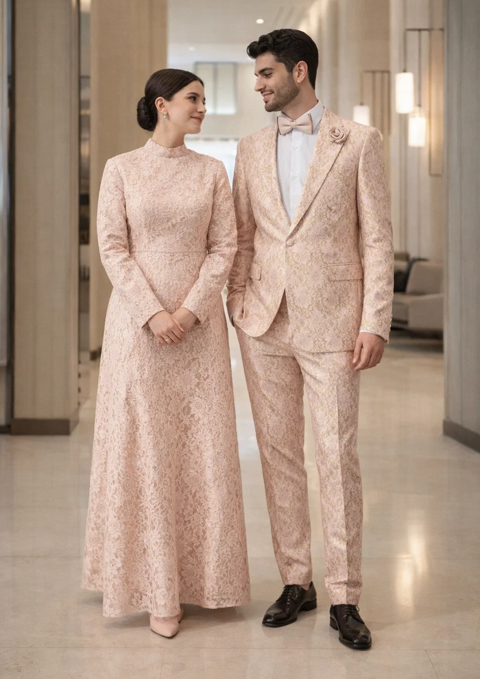 Rossi Man Leo RM1903 ?? Pink & Gold Designer Tuxedo for Men | Stylish Formal Wear