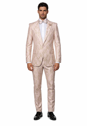 Rossi Man Leo RM1903 ?? Pink & Gold Designer Tuxedo for Men | Stylish Formal Wear