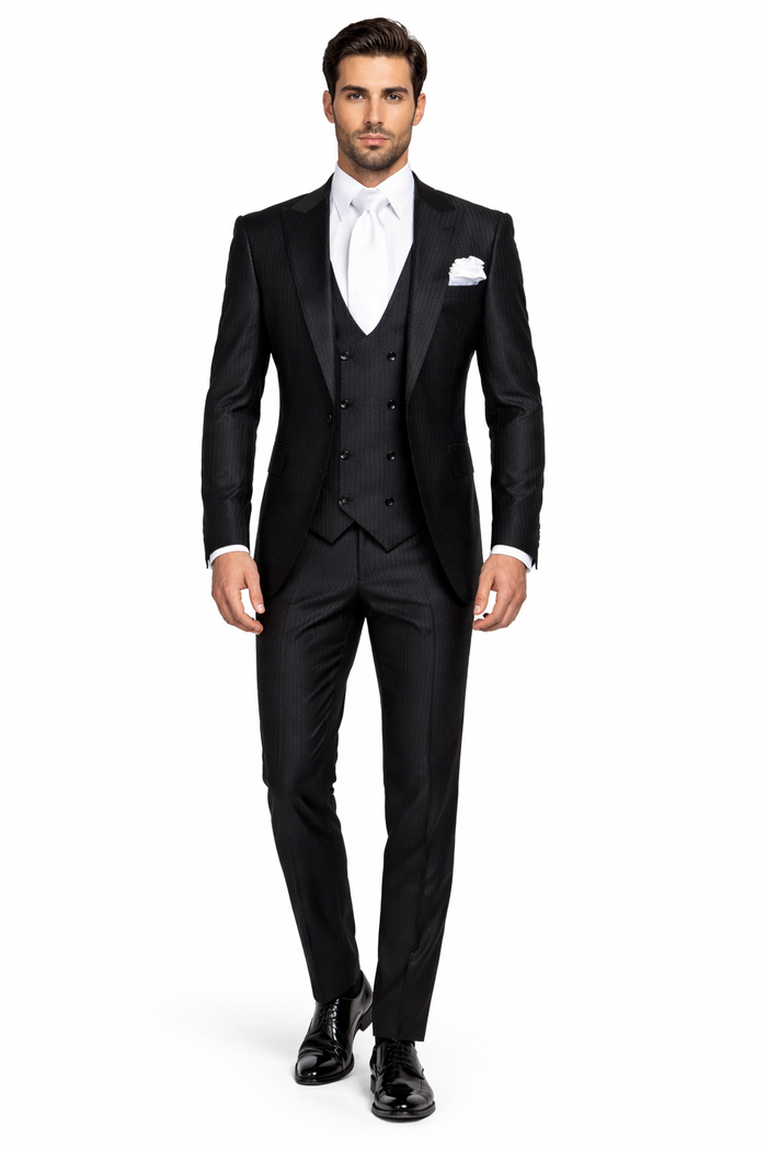 Rossi Man MAX RM1712 Slim Fit 3-Piece Suit ?? Stylish Black Formalwear for Men