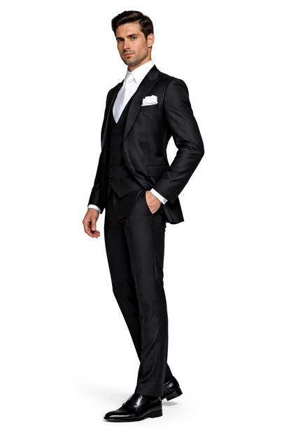 Rossi Man MAX RM1712 Slim Fit 3-Piece Suit ?? Stylish Black Formalwear for Men