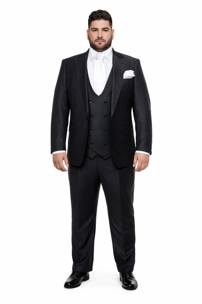 Rossi Man MAX RM1712 Slim Fit 3-Piece Suit ?? Stylish Black Formalwear for Men